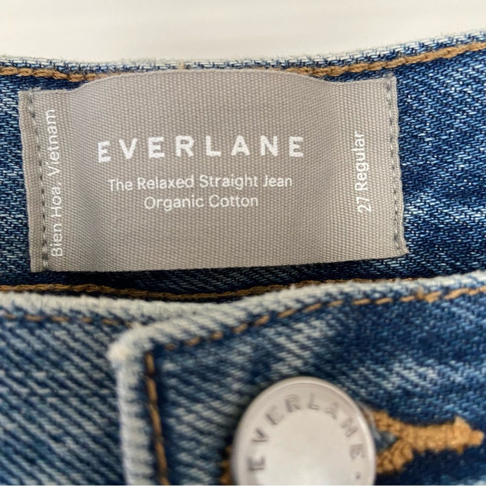 Everlane Jeans Women 27 The Relaxed Straight Fit Organic Medium Wash Blue Denim - Picture 4 of 11